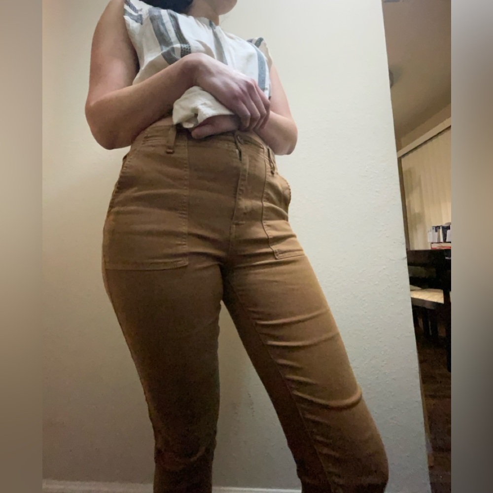 AMERICAN EAGLE Next Level Stretch High-Rise  Tan Skinny Pant-like Leggings Sz 10 - Picture 5 of 15